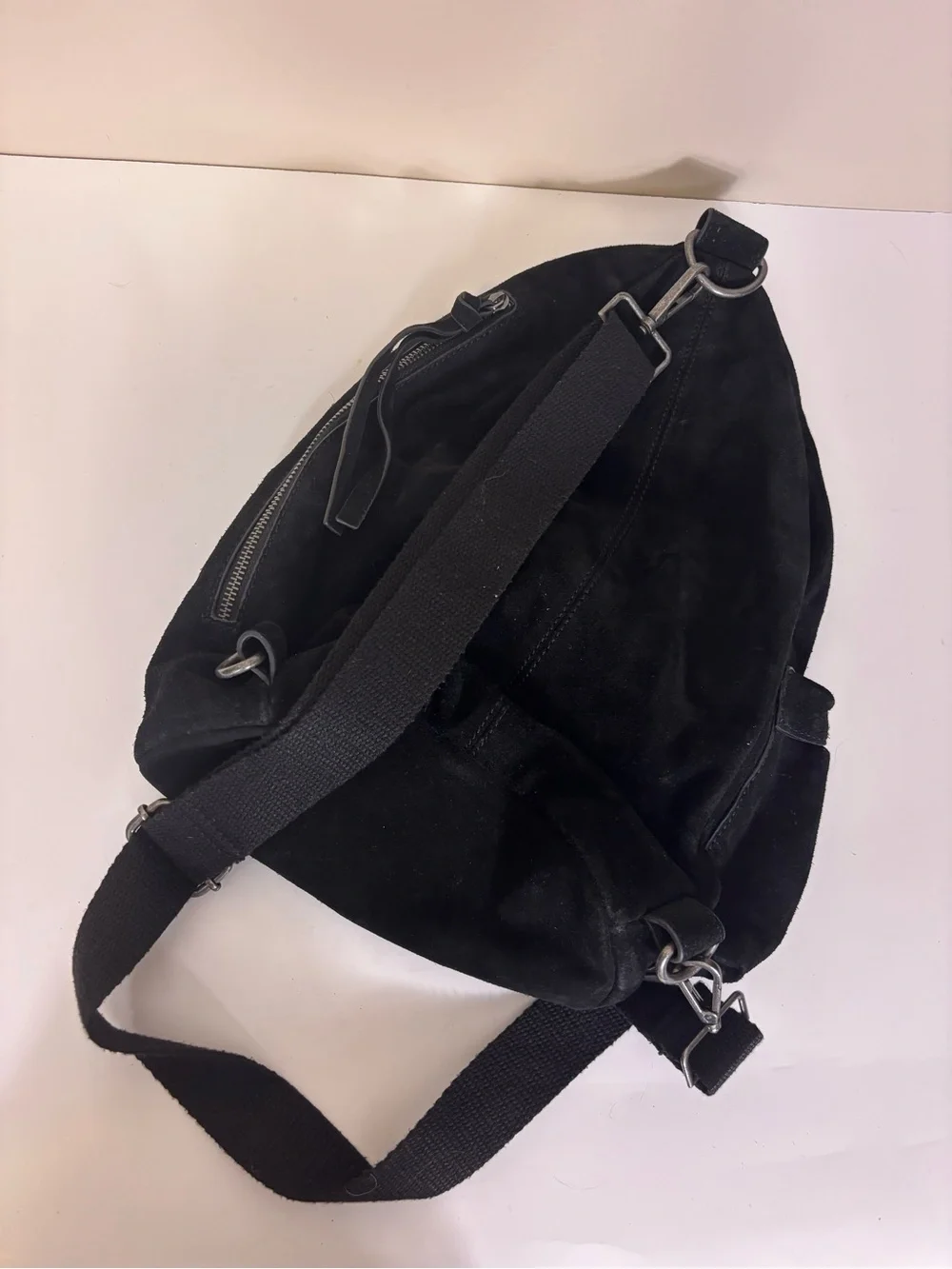 Free People Black Suede Sling Backpack